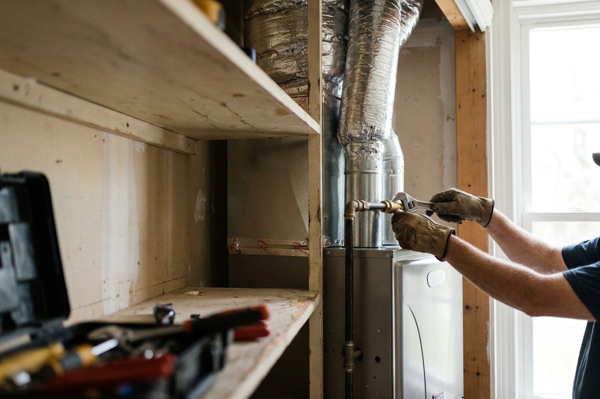 Furnace Installation technician at work